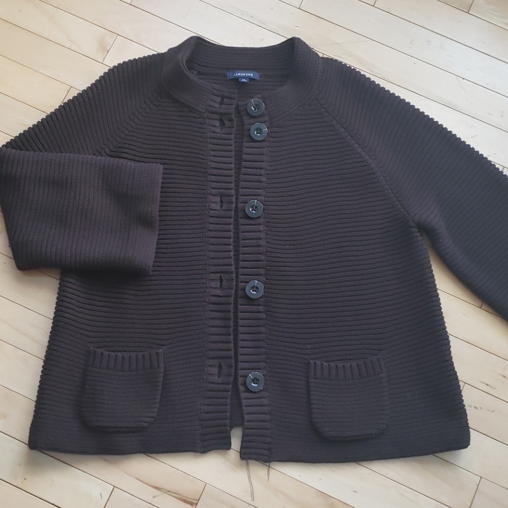 Land's End Women's Cotton Cardigan sweater sz XL